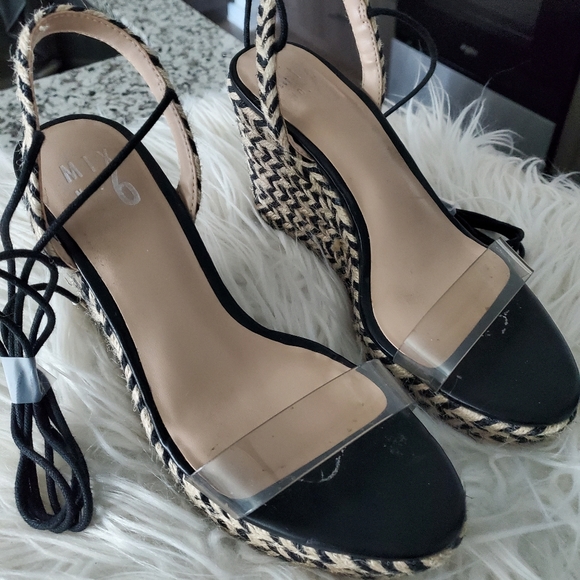 Mix #6 jute and plastic wedge sandal - Picture 2 of 7